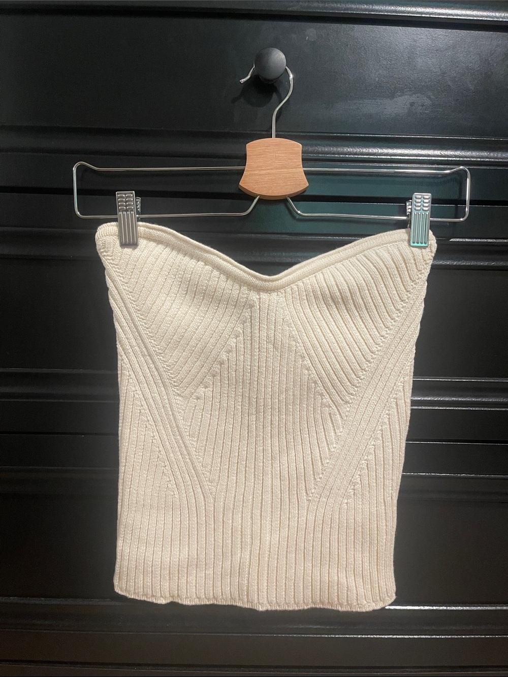 Express | Cream Ribbed Strapless top